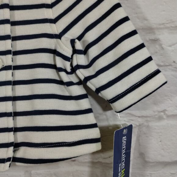 L Genuine Baby from Oshkosh Baby Cream Navy Striped Knit Blazer Jacket NWT 3M - Picture 3 of 8